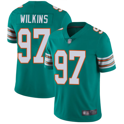 Nike Miami Dolphins #97 Christian Wilkins Aqua Green Alternate Men Stitched NFL Vapor Untouchable Limited Jersey